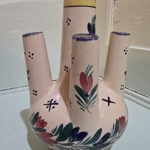 Rare Henriot Quimper Handpainted, 5-finger Ceramic Bud Vase